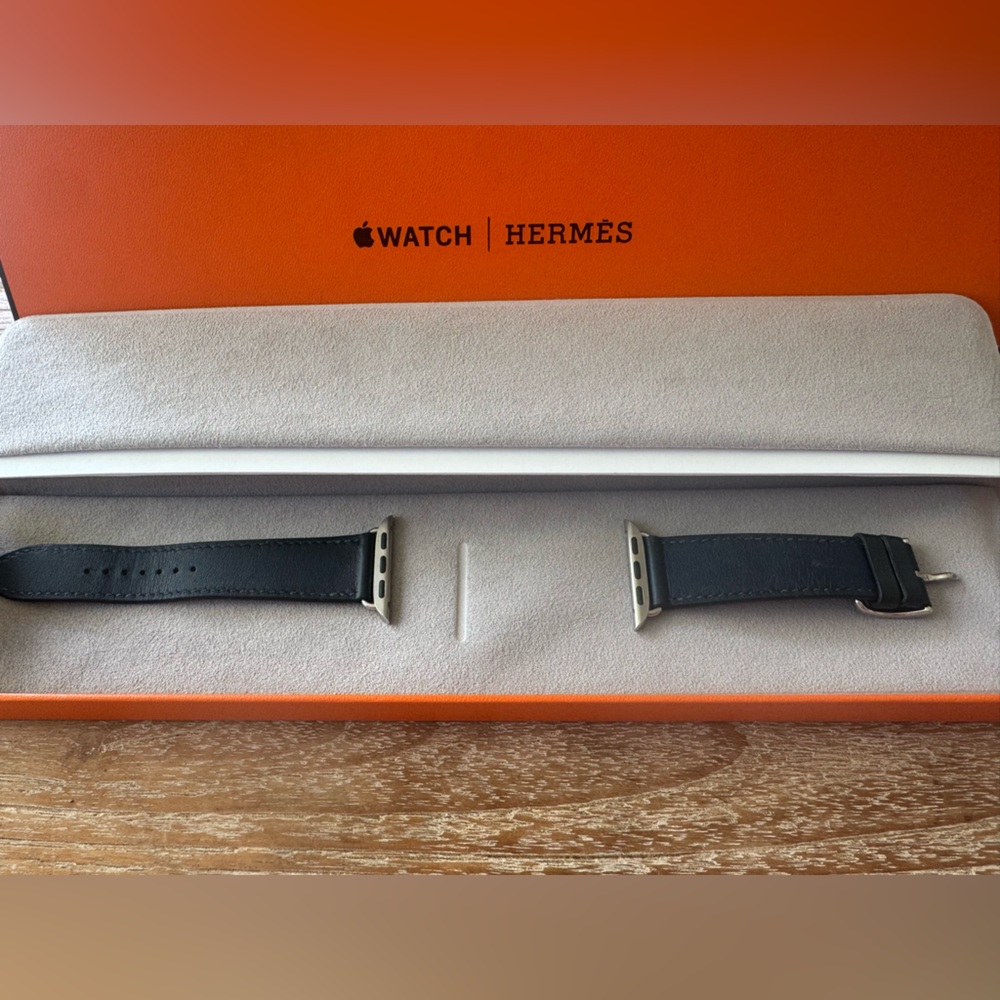 Hermes Navy Leather Watch Strap